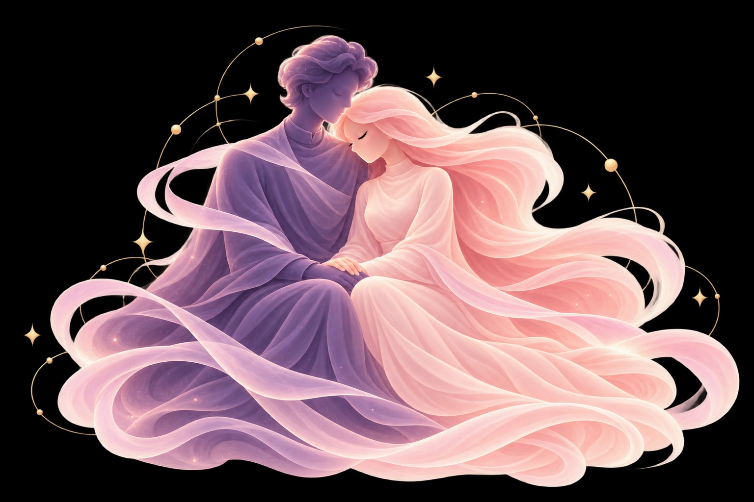 Rose and Indigo seated in quiet companionship